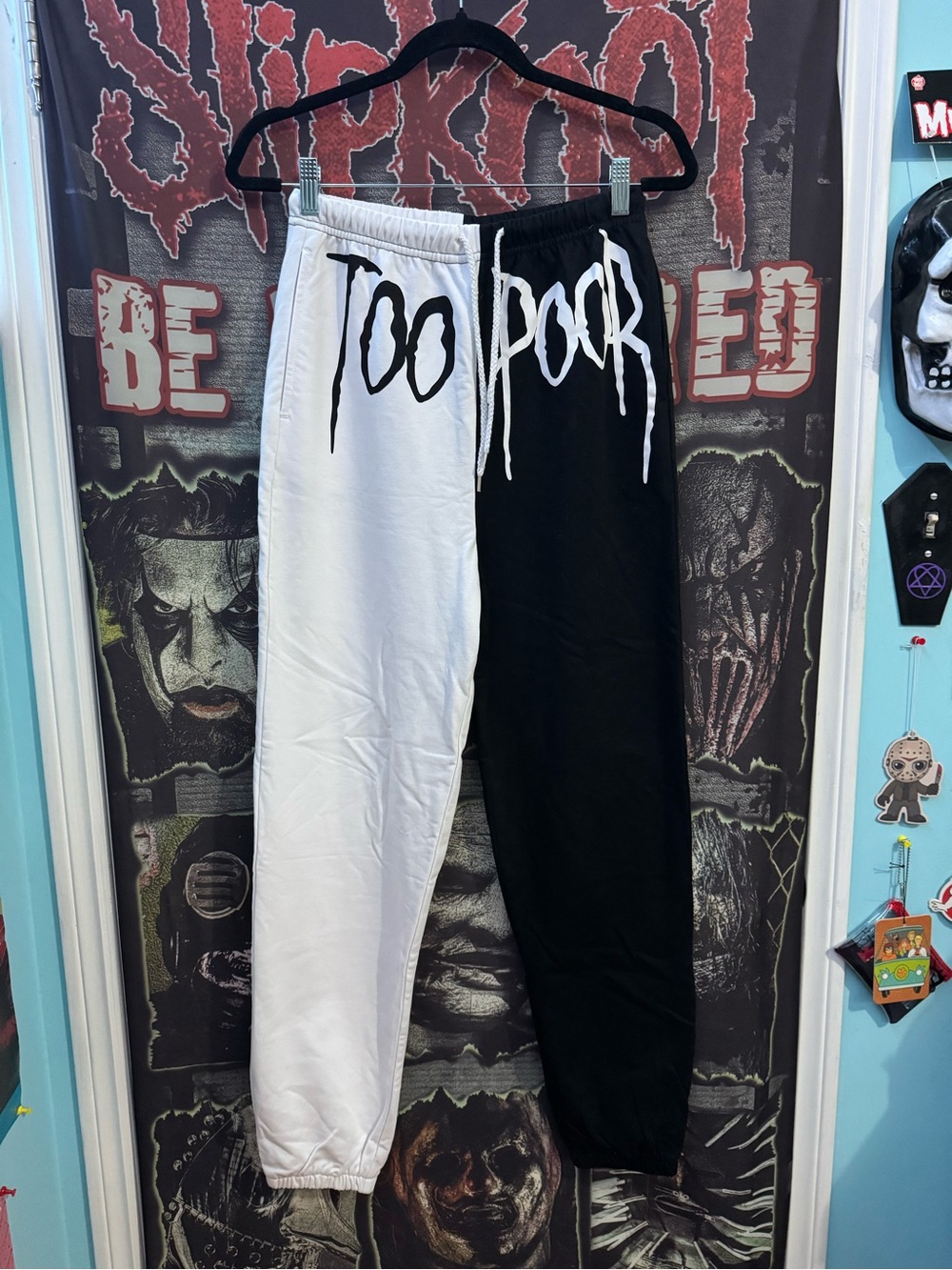 Too Poor Black & White Split-Color Sweatpants
